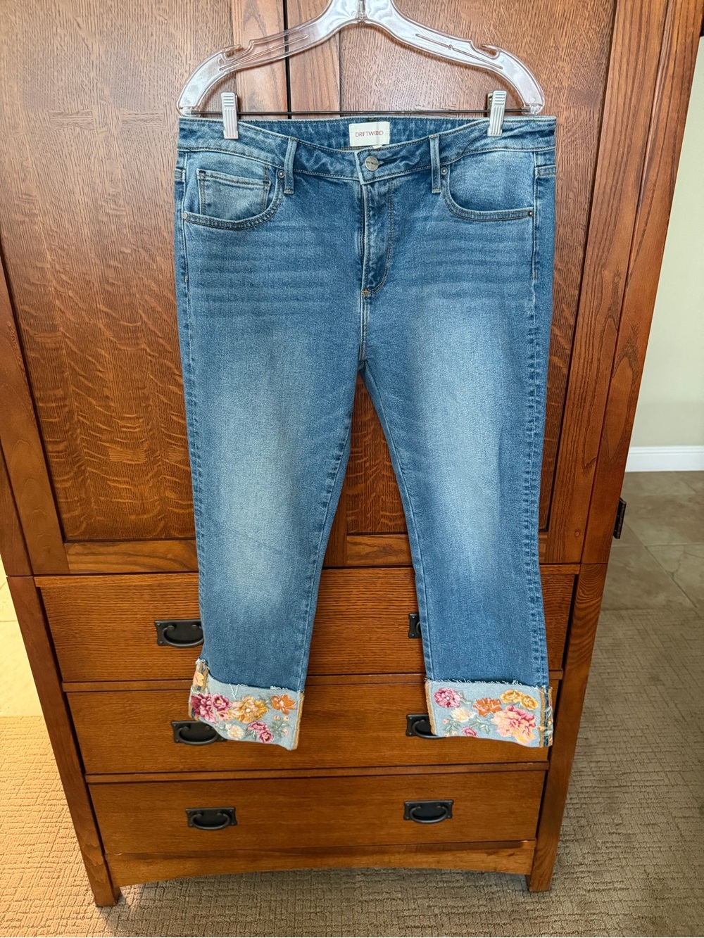 DRIFTWOOD Colette Cropped Floral Cuff Women's Jeans